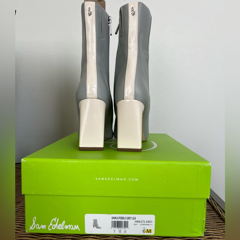 Sam Edelman Anika Gray and Cream Heeled Boots